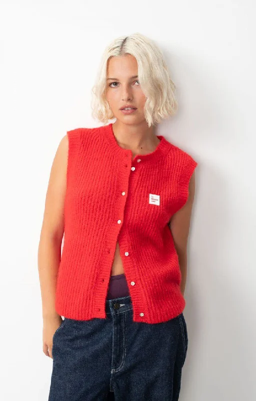 cable knit women cardigan with intricate patternsVest East19m Piment-Chine