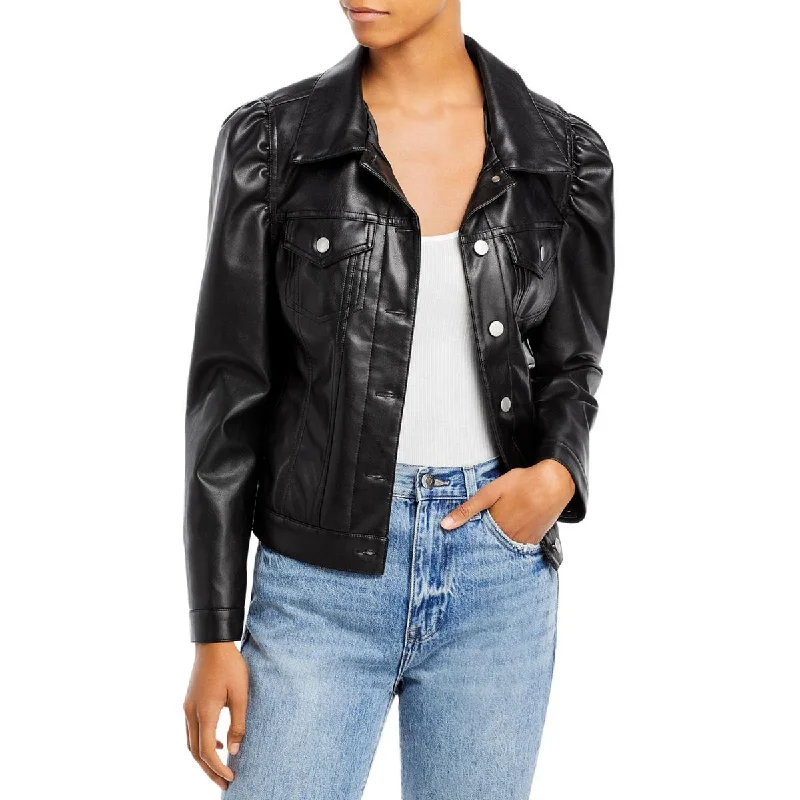 Shearling - lined women's leather coats for ultimate warmth and luxuryAqua Womens Faux Leather Short Soft Shell Jacket Shearling - lined women's leather coats for ultimate warmth and luxuryAqua Womens Faux Leather Short Soft Shell Jacket