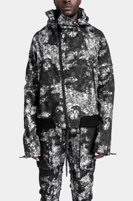 Shearling - lined women's leather coats for ultimate warmth and luxuryAsymmetrical Zip Hooded Jacket, Artwork Dye Shearling - lined women's leather coats for ultimate warmth and luxuryAsymmetrical Zip Hooded Jacket, Artwork Dye