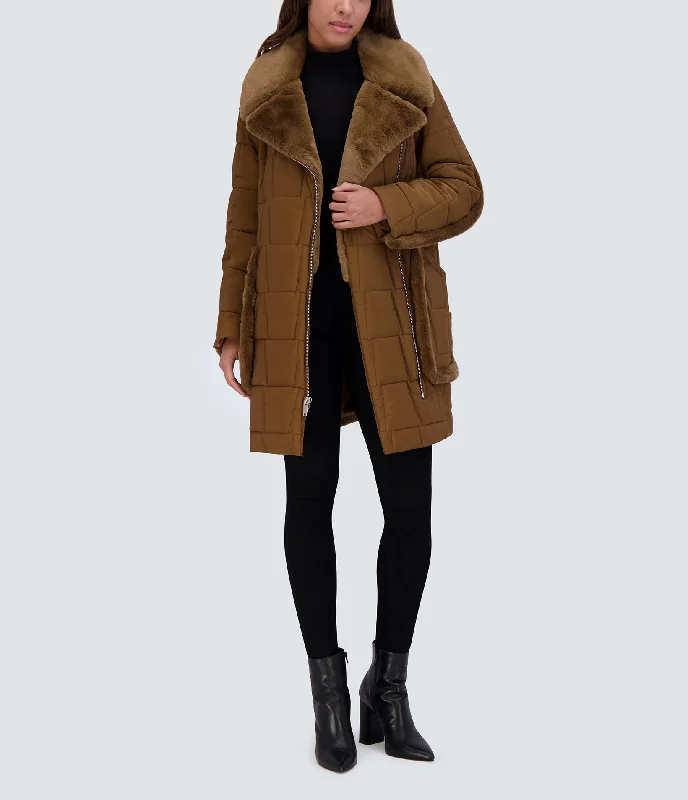 Quilted down women's coats with removable hoods for outdoor activitiesASTOR SHEARLING JACKET Quilted down women's coats with removable hoods for outdoor activitiesASTOR SHEARLING JACKET