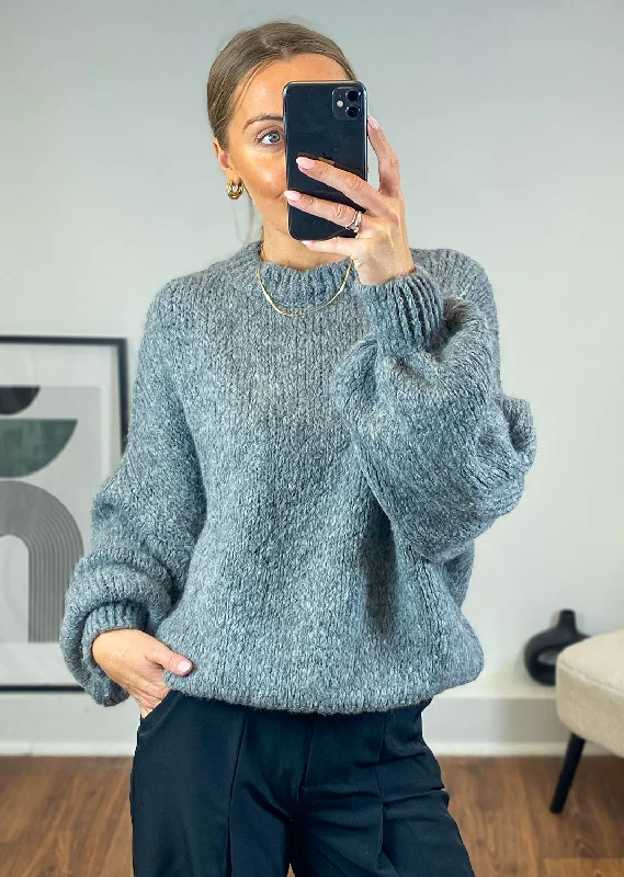 color block women cardigan with bold huesBalloon Knit Jumper