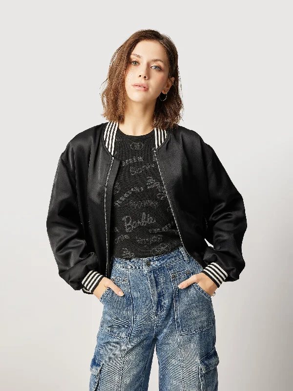 Embroidered women's cotton coats in a bohemian pattern for a unique designBarbie™ x Bonia Bomber Jacket Embroidered women's cotton coats in a bohemian pattern for a unique designBarbie™ x Bonia Bomber Jacket