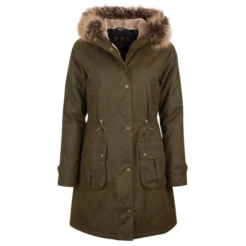 Women's cropped leather coats with silver studs for an edgy lookBarbour Hartwith Ladies Wax Parka Jacket - Olive/Classic Women's cropped leather coats with silver studs for an edgy lookBarbour Hartwith Ladies Wax Parka Jacket - Olive/Classic