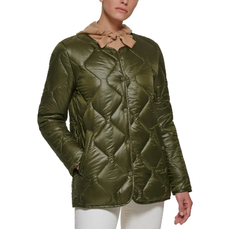 Quilted down women's coats with removable hoods for outdoor activitiesWomens Collarless Short Quilted Coat Quilted down women's coats with removable hoods for outdoor activitiesWomens Collarless Short Quilted Coat