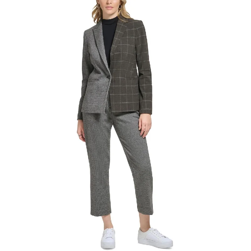 Plus Size Women's Faux Fur - Trimmed Blazers in Black for a Luxurious LookWomens Colorblock Business One-Button Blazer Plus Size Women's Faux Fur - Trimmed Blazers in Black for a Luxurious LookWomens Colorblock Business One-Button Blazer
