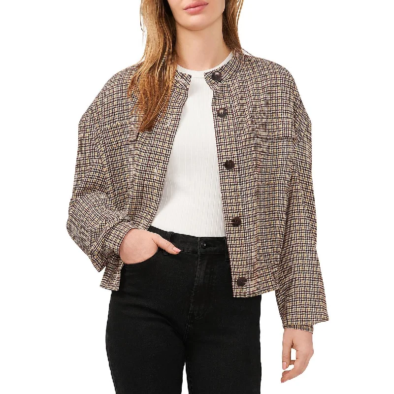 Women's long - sleeve wool coats in a houndstooth pattern for a classic charmWomens Houndstooth Pleated Bomber Jacket Women's long - sleeve wool coats in a houndstooth pattern for a classic charmWomens Houndstooth Pleated Bomber Jacket
