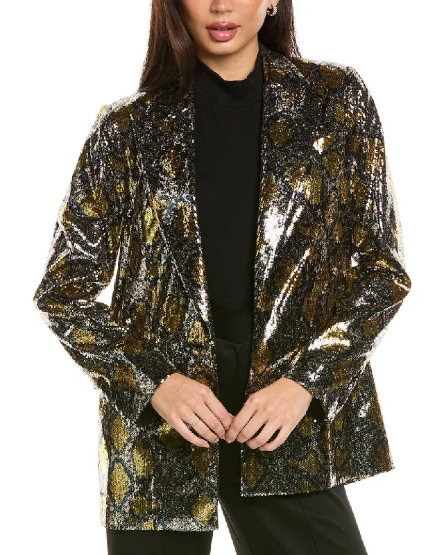Women's long - sleeve wool coats in a houndstooth pattern for a classic charmKobi Halperin Audrey Sequin Jacket Women's long - sleeve wool coats in a houndstooth pattern for a classic charmKobi Halperin Audrey Sequin Jacket