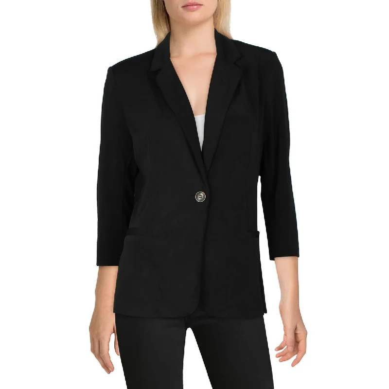 Single - Breasted Women's Tweed Blazers with Gold Buttons for a Classic LookWomens Collared Knit One-Button Blazer Single - Breasted Women's Tweed Blazers with Gold Buttons for a Classic LookWomens Collared Knit One-Button Blazer