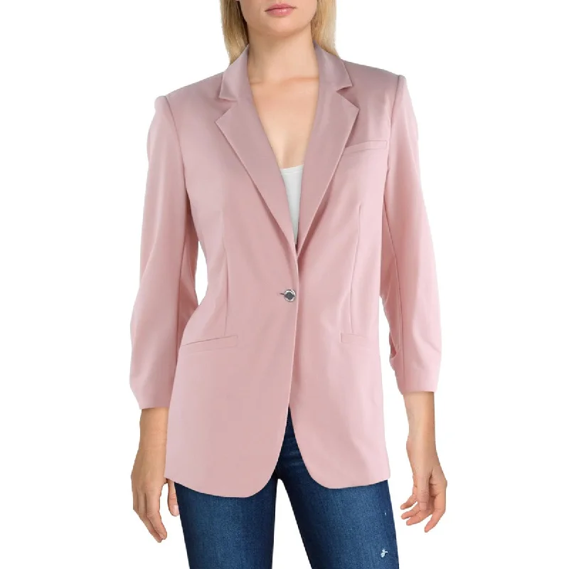 Plus Size Women's Faux Fur - Trimmed Blazers in Black for a Luxurious LookWomens Crepe Business One-Button Blazer Plus Size Women's Faux Fur - Trimmed Blazers in Black for a Luxurious LookWomens Crepe Business One-Button Blazer