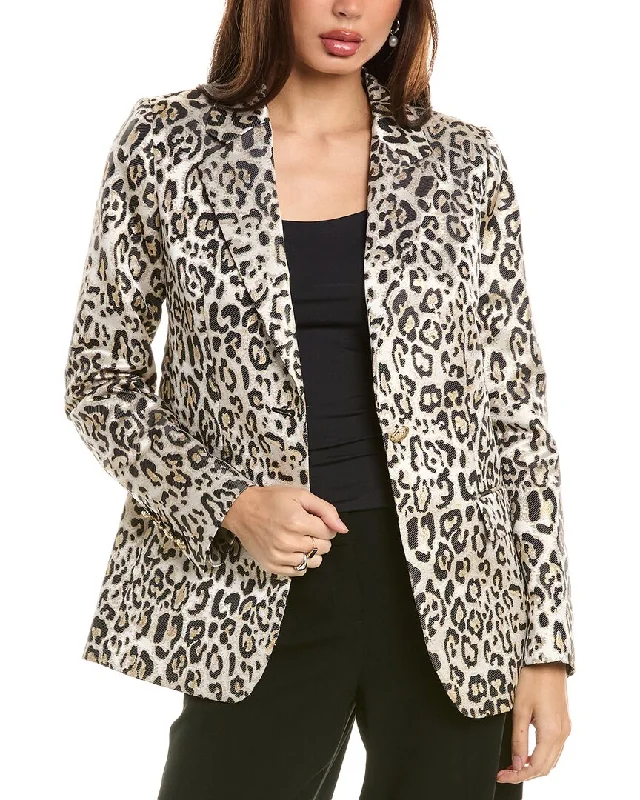 Single - Breasted Women's Tweed Blazers with Gold Buttons for a Classic LookElie Tahari Jacquard Blazer Single - Breasted Women's Tweed Blazers with Gold Buttons for a Classic LookElie Tahari Jacquard Blazer