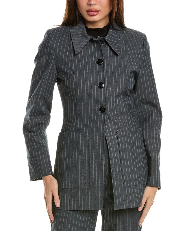 Women's Slim - Fit Blazers in Charcoal Gray for a Professional AppearanceGanni Stripe Blazer Women's Slim - Fit Blazers in Charcoal Gray for a Professional AppearanceGanni Stripe Blazer