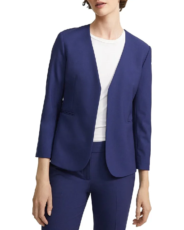 Double - Breasted Women's Leather Blazers in Taupe for an Edgy LookTheory Lindrayia B. Wool-Blend Blazer Double - Breasted Women's Leather Blazers in Taupe for an Edgy LookTheory Lindrayia B. Wool-Blend Blazer