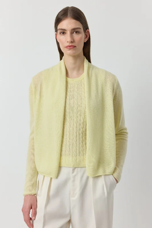 floral print women cardigan for a feminine touchCashmere Featherweight Cardigan - Lemon floral print women cardigan for a feminine touchCashmere Featherweight Cardigan - Lemon