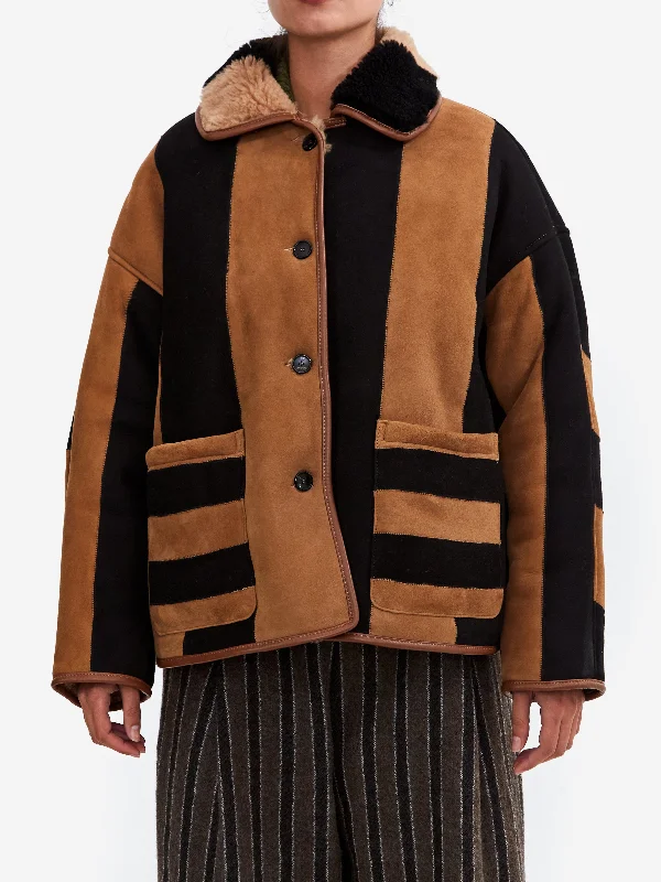 Quilted down women's coats with removable hoods for outdoor activitiesCawley Suede Avis Jacket - Black/Tan Quilted down women's coats with removable hoods for outdoor activitiesCawley Suede Avis Jacket - Black/Tan