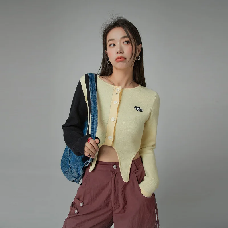 lightweight women cardigan for spring and fallContrast Cropped Cardigan