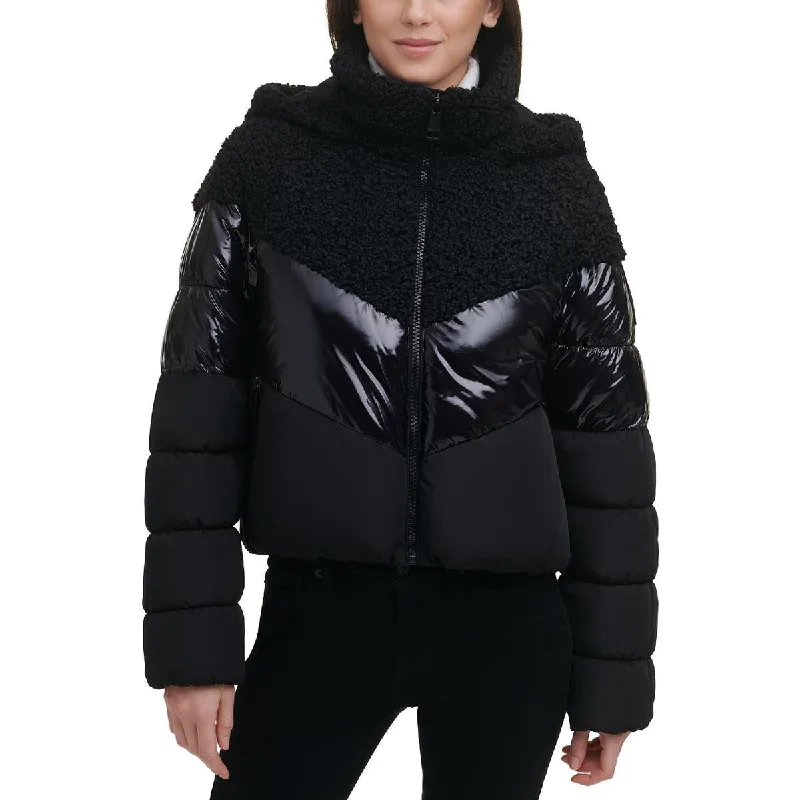 Water - resistant women's trench coats with adjustable cuffs for rainy daysDKNY Womens Mixed Media Cold Weather Puffer Jacket Water - resistant women's trench coats with adjustable cuffs for rainy daysDKNY Womens Mixed Media Cold Weather Puffer Jacket
