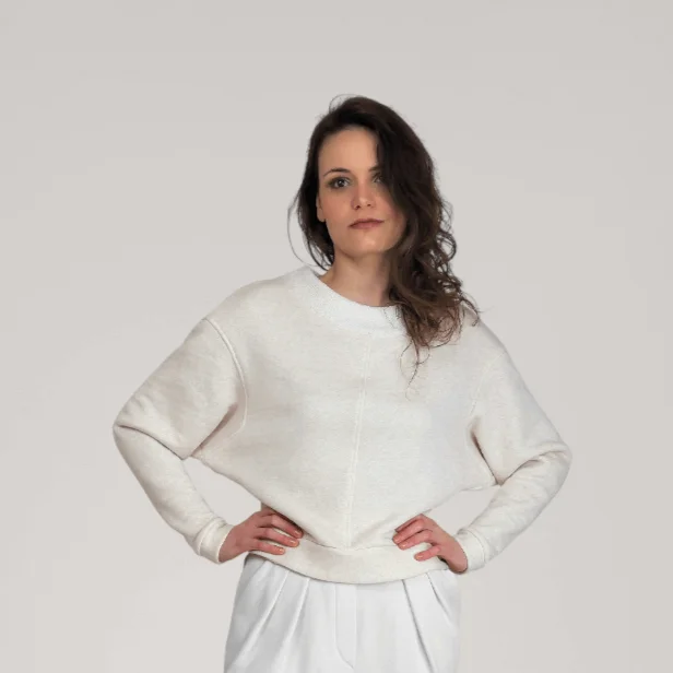 Women's longline double - breasted camel coats for a sophisticated lookDolman Sleeve Thick French Terry Sweater | Alabaster Women's longline double - breasted camel coats for a sophisticated lookDolman Sleeve Thick French Terry Sweater | Alabaster