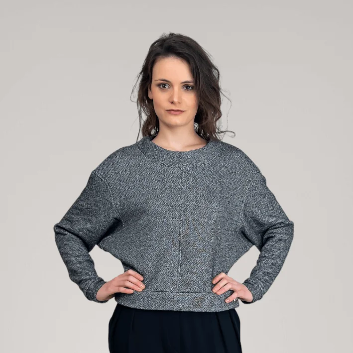 Checkered women's wool coats in a classic pattern for a timeless styleDolman Sleeve Thick French Terry Sweater | Granite Checkered women's wool coats in a classic pattern for a timeless styleDolman Sleeve Thick French Terry Sweater | Granite