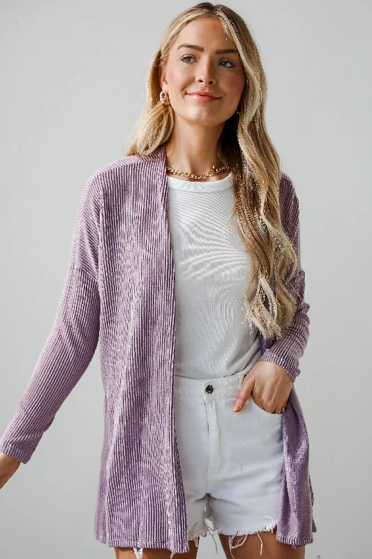 long length women cardigan with side slitsFINAL SALE - Easygoing Essence Lavender Corded Cardigan long length women cardigan with side slitsFINAL SALE - Easygoing Essence Lavender Corded Cardigan