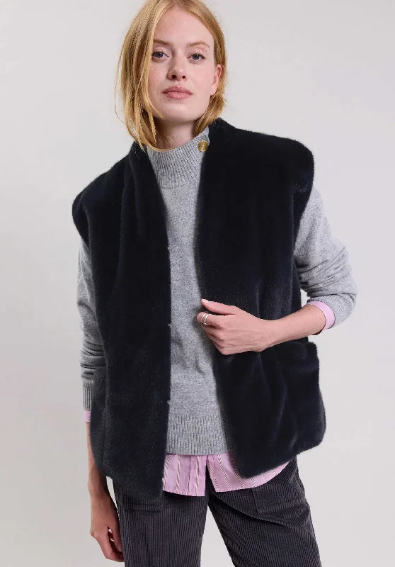 hand knitted women cardigan with artisanal charmVest Vasco Bcvo553 Dark-Navy