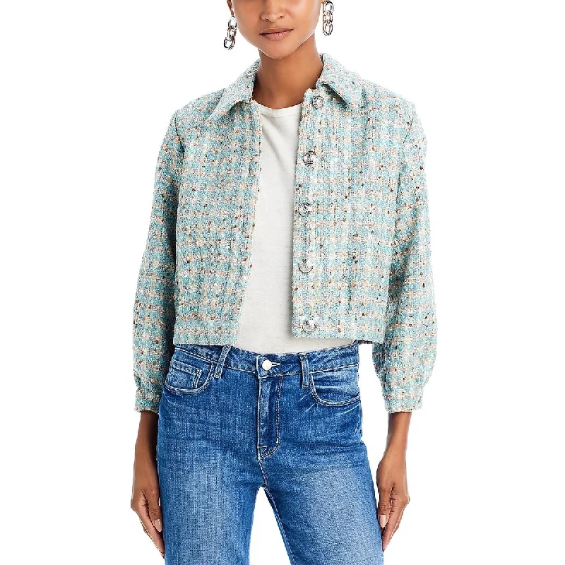Water - resistant women's trench coats with adjustable cuffs for rainy daysL'Agence Womens Bridges Tweed Metallic Shirt Jacket Water - resistant women's trench coats with adjustable cuffs for rainy daysL'Agence Womens Bridges Tweed Metallic Shirt Jacket