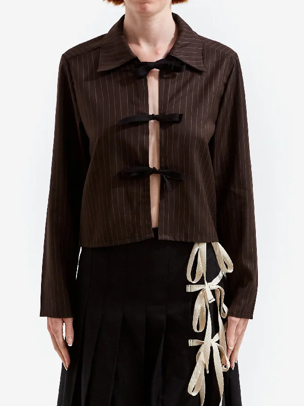 Women's pea coats with brass buttons for a nautical - inspired styleLauren Perrin Sailor Jacket - Brown Stipe Women's pea coats with brass buttons for a nautical - inspired styleLauren Perrin Sailor Jacket - Brown Stipe