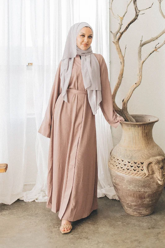 sequin embellished women cardigan for special occasionsMariah textured Essential Open Abaya- Rose Pink sequin embellished women cardigan for special occasionsMariah textured Essential Open Abaya- Rose Pink