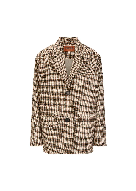 Single - Breasted Women's Linen Blend Blazers in Earth Tones for Casual WearMusk Blazer - Check Single - Breasted Women's Linen Blend Blazers in Earth Tones for Casual WearMusk Blazer - Check