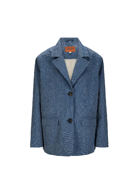 Plus Size Women's Military - Inspired Blazers with Gold Accents for a Bold LookMusk Blazer - Denim Blue Plus Size Women's Military - Inspired Blazers with Gold Accents for a Bold LookMusk Blazer - Denim Blue