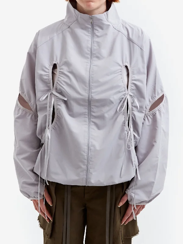 Women's longline double - breasted camel coats for a sophisticated lookNACHE Cutout Windbreaker - Light Grey Women's longline double - breasted camel coats for a sophisticated lookNACHE Cutout Windbreaker - Light Grey