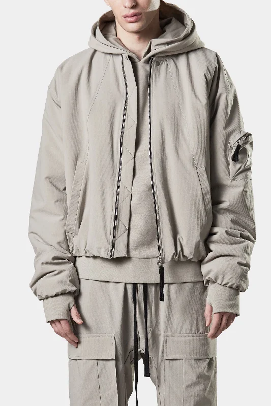 Mid - length women's down coats in a slim fit for a modern and sleek appearancePadded bomber jacket, Beige Mid - length women's down coats in a slim fit for a modern and sleek appearancePadded bomber jacket, Beige