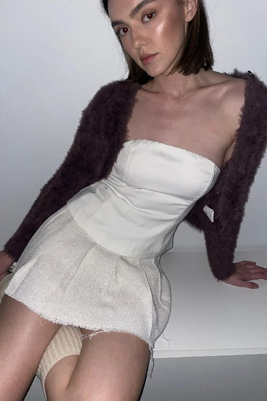 v neck women cardigan to elongate the necklineSATIN TUBE TOP
