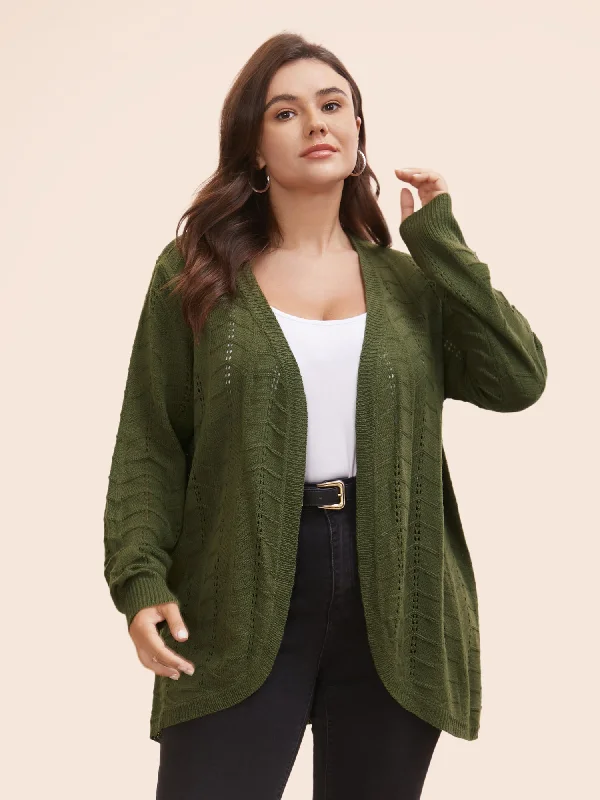 maternity women cardigan for expecting momsSolid Textured Curved Hem Cardigan