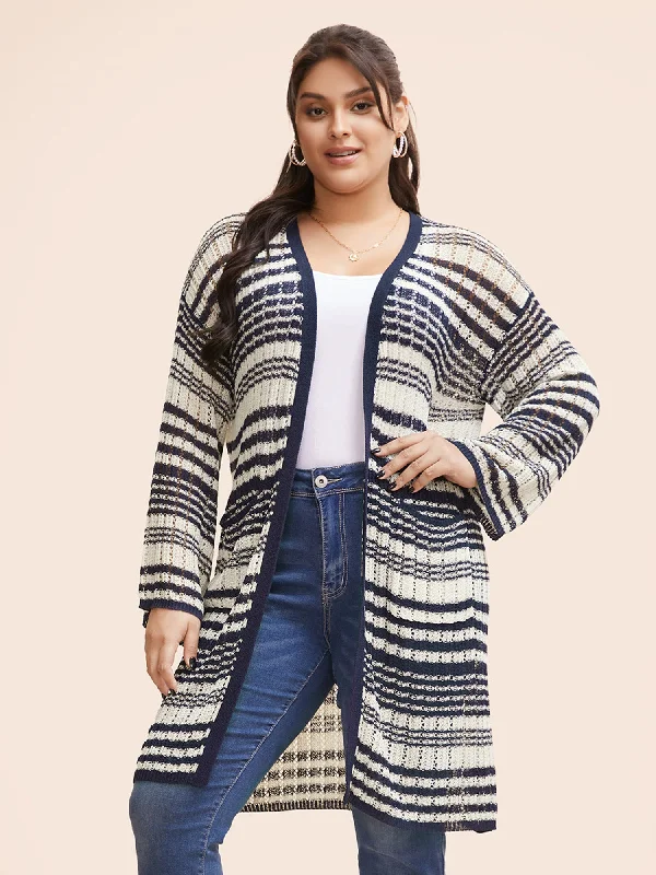 hooded women cardigan for added warmth and styleStriped Contrast Pocket Textured Cardigan hooded women cardigan for added warmth and styleStriped Contrast Pocket Textured Cardigan