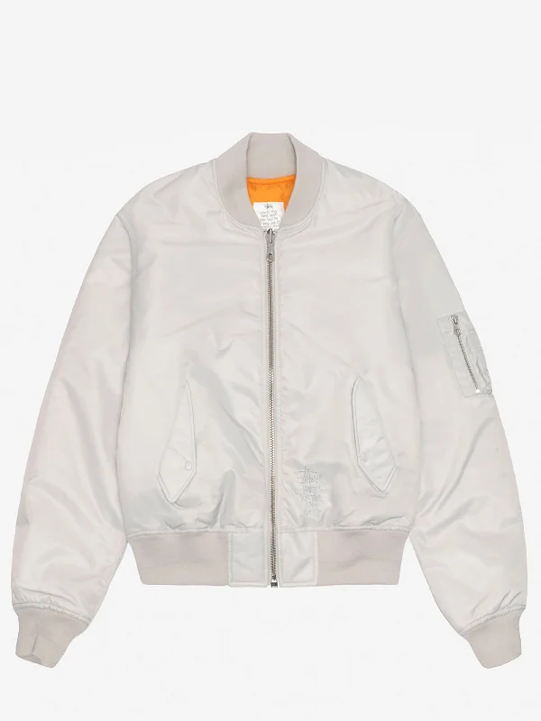 Shearling - lined women's leather coats for ultimate warmth and luxuryStussy Built Bomber Jacket - Grey Shearling - lined women's leather coats for ultimate warmth and luxuryStussy Built Bomber Jacket - Grey