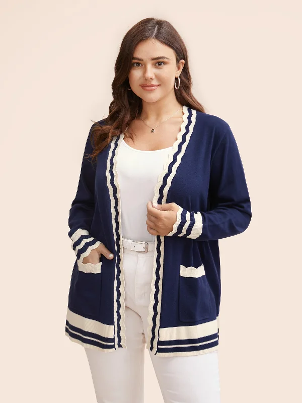 long length women cardigan with side slitsSupersoft Essentials Scalloped Trim Contrast Cardigan long length women cardigan with side slitsSupersoft Essentials Scalloped Trim Contrast Cardigan