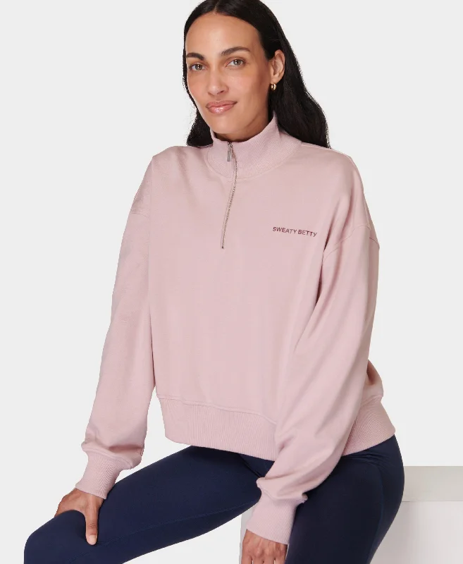 machine washable women cardigan for easy careRevive Crop Half Zip Sb9943 Pirouette-Pink machine washable women cardigan for easy careRevive Crop Half Zip Sb9943 Pirouette-Pink