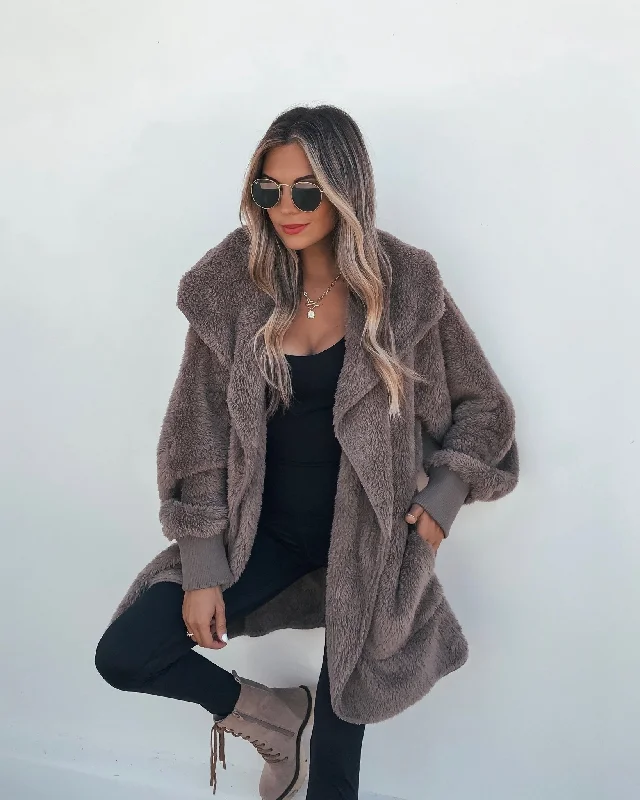 organic cotton women cardigan for an eco - friendly choiceTeddy Fleece Hooded Cardigan - Brown organic cotton women cardigan for an eco - friendly choiceTeddy Fleece Hooded Cardigan - Brown