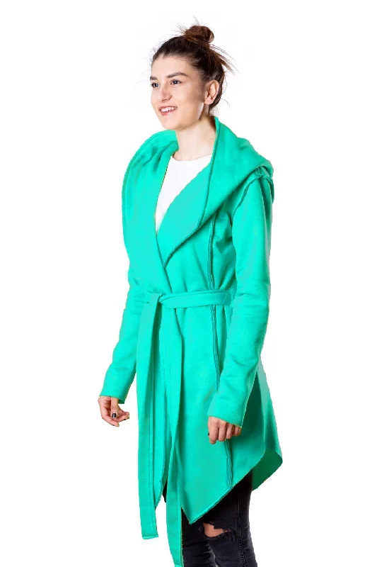 long length women cardigan with side slitsTheG Woman Designer Cardigan 2.0 // mint