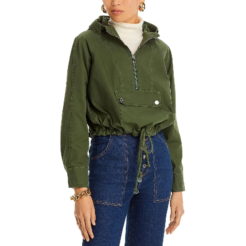 Shearling - lined women's leather coats for ultimate warmth and luxuryVeronica Beard Womens Front Pocket Hooded Shirt Jacket Shearling - lined women's leather coats for ultimate warmth and luxuryVeronica Beard Womens Front Pocket Hooded Shirt Jacket