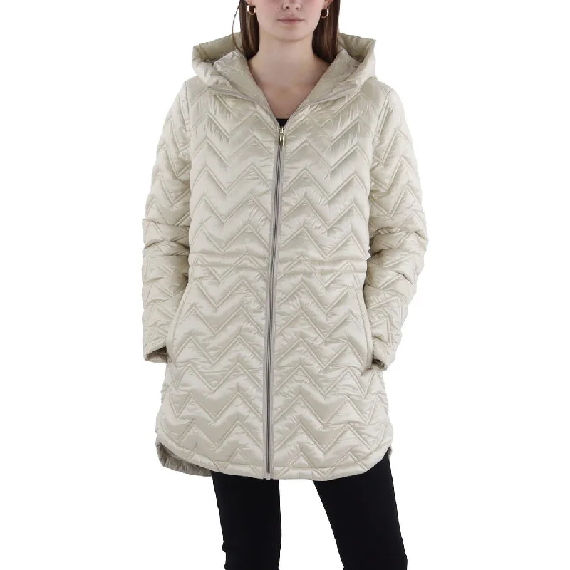 Checkered women's wool coats in a classic pattern for a timeless styleVia Spiga Womens Hooded Cold Weather Quilted Coat Checkered women's wool coats in a classic pattern for a timeless styleVia Spiga Womens Hooded Cold Weather Quilted Coat