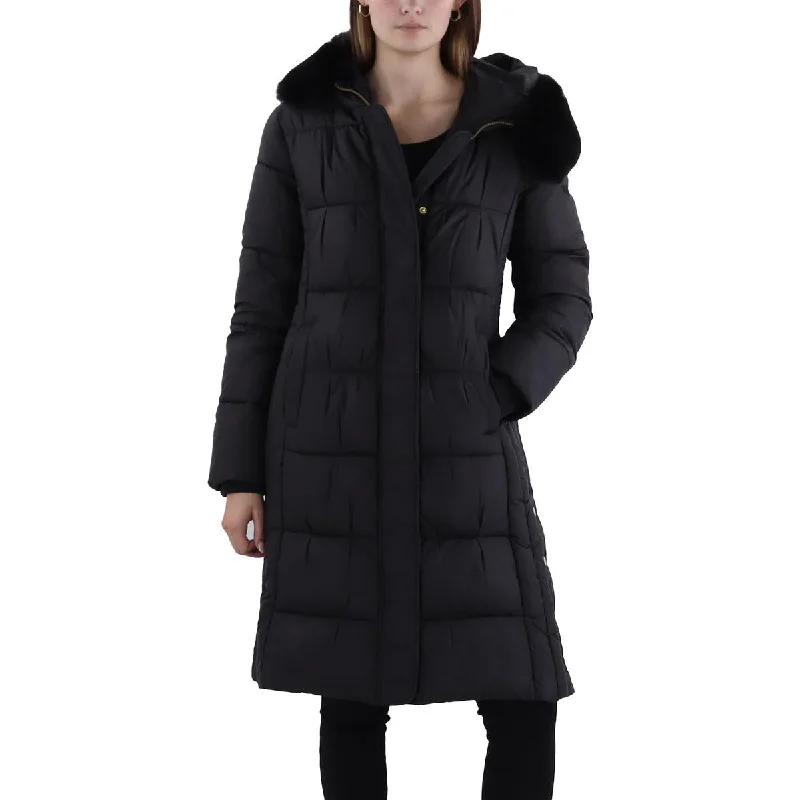 Women's knee - length wool blend coats with a fur collar for added warmthVia Spiga Womens Hooded Midi Puffer Jacket Women's knee - length wool blend coats with a fur collar for added warmthVia Spiga Womens Hooded Midi Puffer Jacket