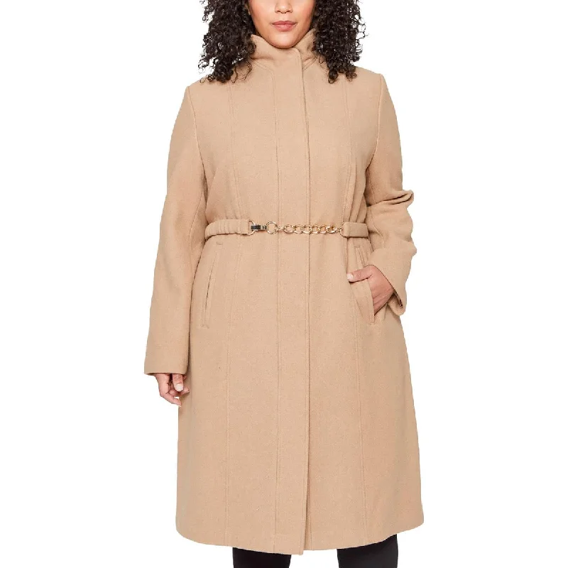 Embroidered women's cotton coats in a bohemian pattern for a unique designVince Camuto Womens Plus Chain Long Walker Coat Embroidered women's cotton coats in a bohemian pattern for a unique designVince Camuto Womens Plus Chain Long Walker Coat
