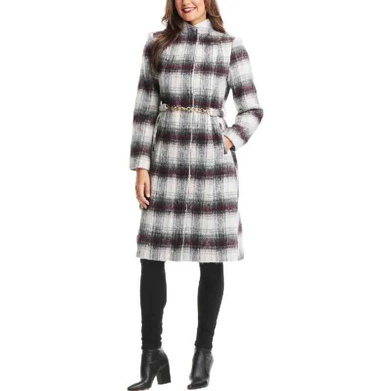 Shearling - lined women's leather coats for ultimate warmth and luxuryVince Camuto Womens Wool Blend Plaid Walker Coat Shearling - lined women's leather coats for ultimate warmth and luxuryVince Camuto Womens Wool Blend Plaid Walker Coat