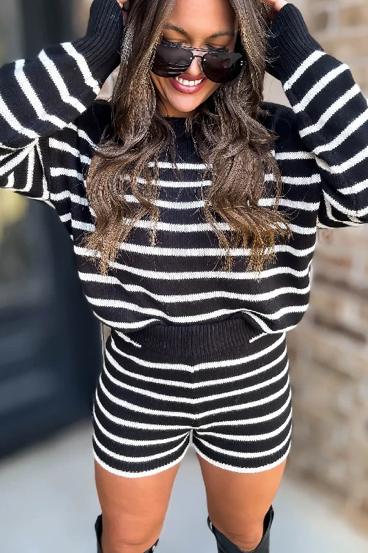 Tie - Front Women's Lambswool Sweaters in Pastel HuesAbbie Stripe Sweater Shorts