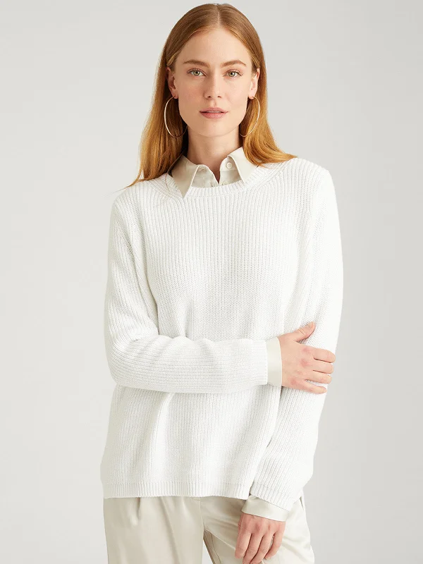 Cropped Women's Angora Blend Sweaters for a Trendy LookEmma Cotton Shaker Sweater in Chalk Cropped Women's Angora Blend Sweaters for a Trendy LookEmma Cotton Shaker Sweater in Chalk