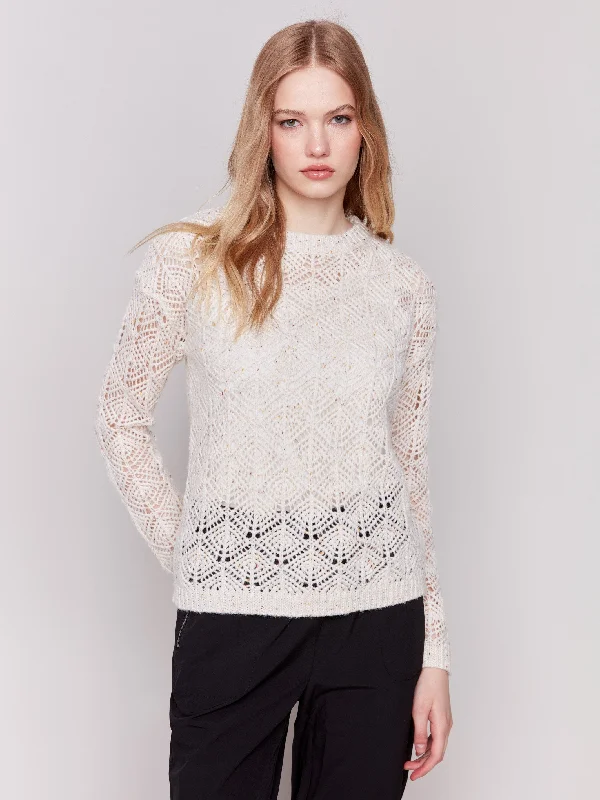 Boat Neck Women's Merino Wool Sweaters in Neutral ShadesCrochet Knit Sweater - Oatmeal Boat Neck Women's Merino Wool Sweaters in Neutral ShadesCrochet Knit Sweater - Oatmeal