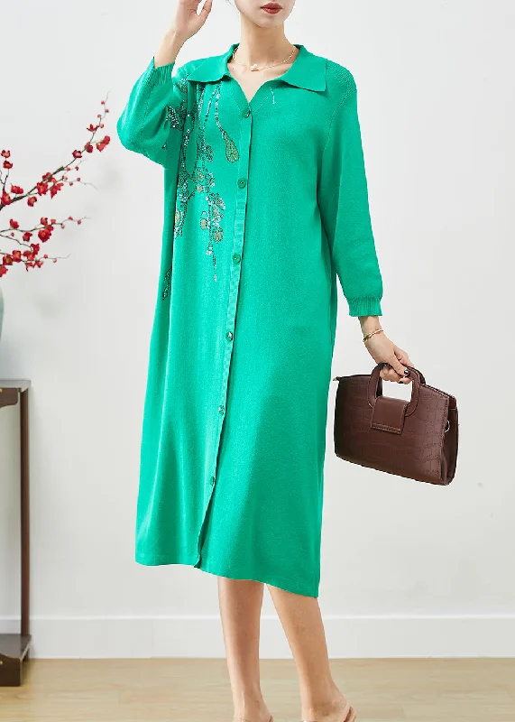 Plus Size Women's Tunic - Style Sweater Dresses with PocketsDIY Green Oversized Hot Fixrhinestone Knit Mid Dress Fall Plus Size Women's Tunic - Style Sweater Dresses with PocketsDIY Green Oversized Hot Fixrhinestone Knit Mid Dress Fall