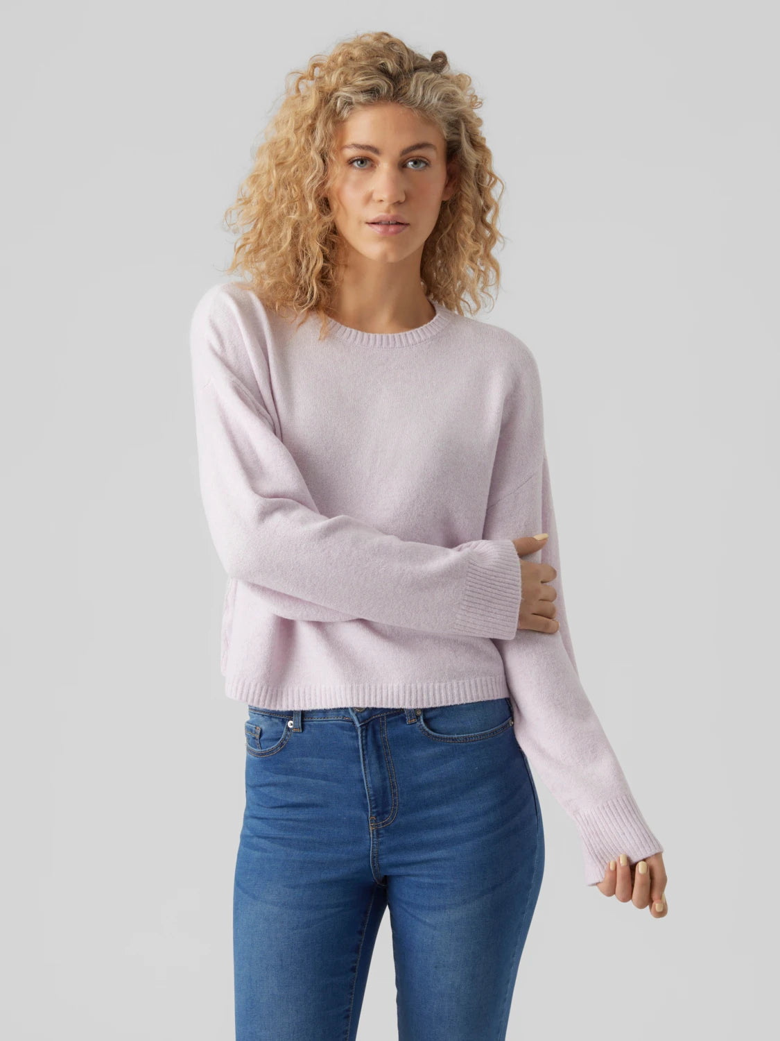 Bell - Sleeve Women's Mohair - Wool Blend SweatersDoffy O-Neck Boxy Pullover