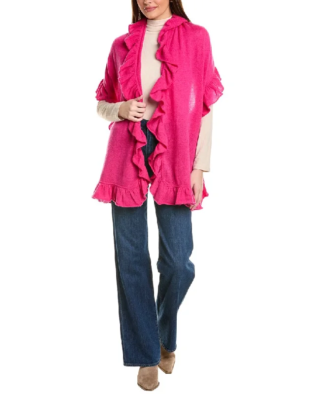 Wrap - Style Women's Lambswool Sweater Dresses in Elegant ShadesForte Cashmere Ruffle Cashmere Wrap Wrap - Style Women's Lambswool Sweater Dresses in Elegant ShadesForte Cashmere Ruffle Cashmere Wrap